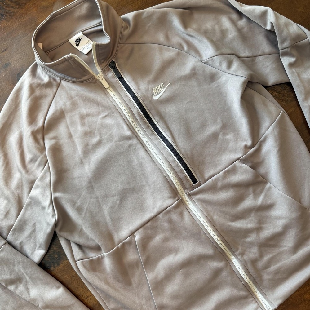 Nike Track Jacket Mens Large Gray Full Zip Knit Athletic Running Training Layer